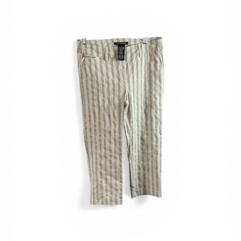 Zac & Rachel Striped Crop Pants – Linen Blend (Size 6)